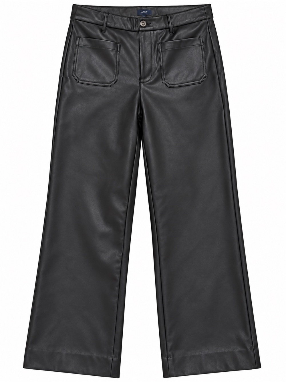 J.Crew High Rise Patch Pocket Faux Leather Wide Leg Pants Black Size 32